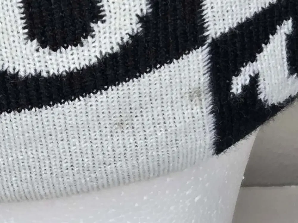 True Religion Black and White Checkerboard Logo Cuffed Beanie Knit Cap